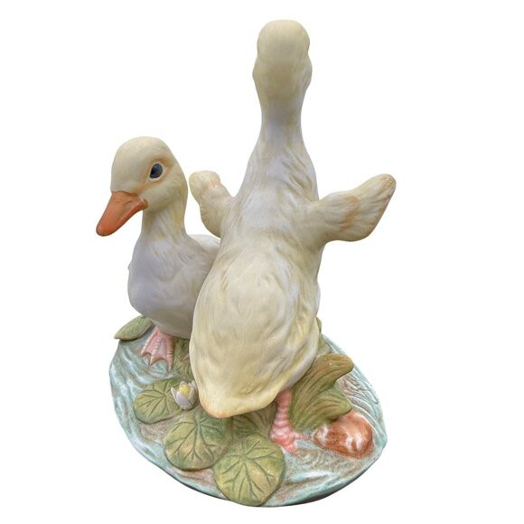 Vtg Homco Masterpiece Porcelain Ducklings Lilypad Signed by Mizuno 1982 Easter S - Picture 5 of 11